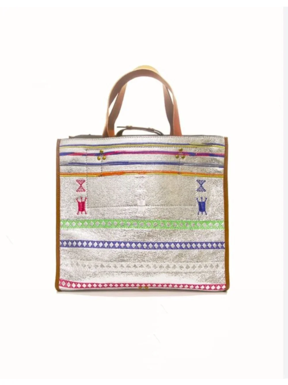 Jerome Dreyfuss Leon M Broderies Tote Bag - Bro Silver NWT